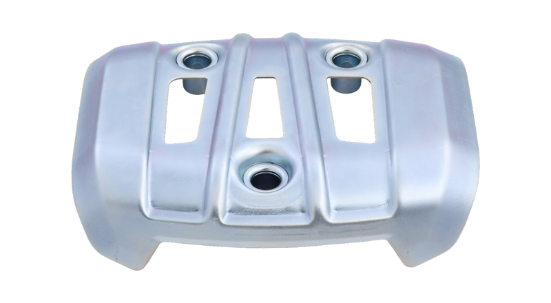 Genuine Husqvarna 576405501 metal skid plate, front view