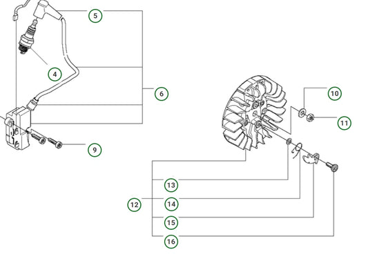 Genuine Husqvarna K970 Flywheel Parts 2PK Washer&Spring&Pawl&Screw503230042