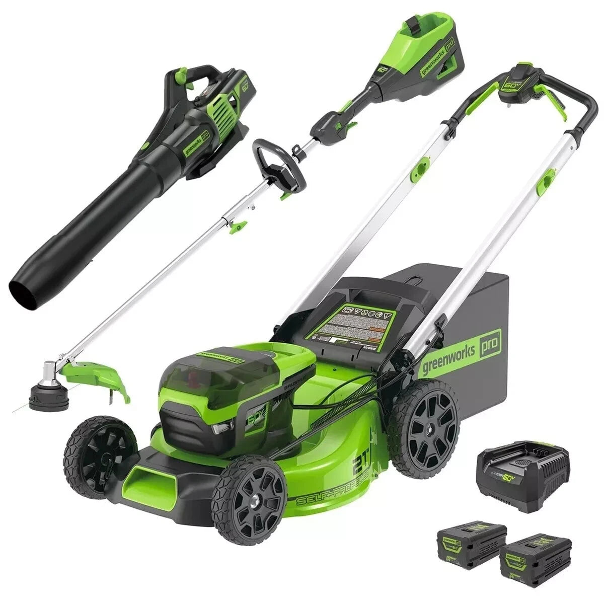 Greenworks 60V 6.0/4.0Ah SP Lawn Mower/Blower & String Trimmer Kit 1307307AUVT