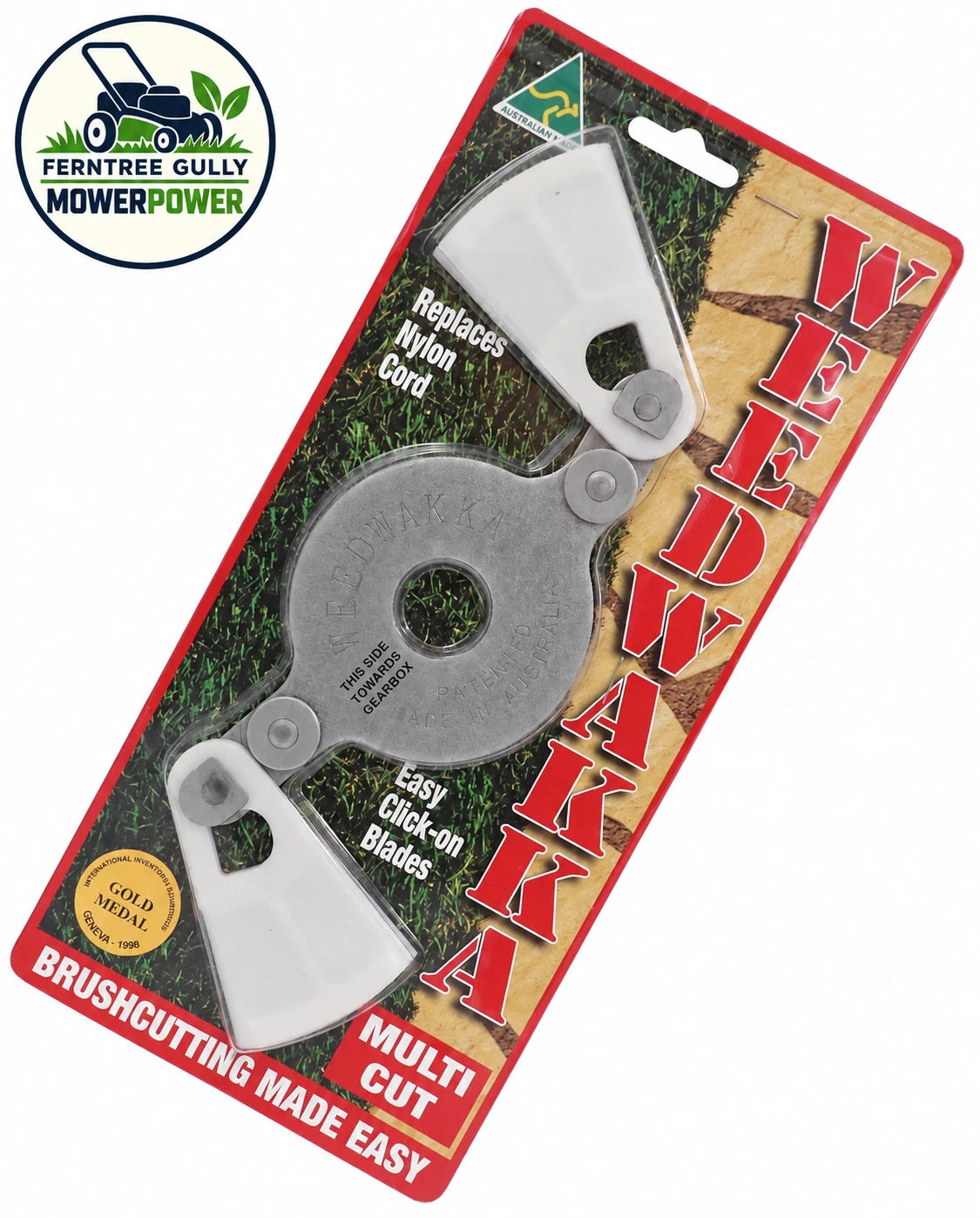 Weedwakka MultiCut brushcutter head with nylon blades in retail packaging