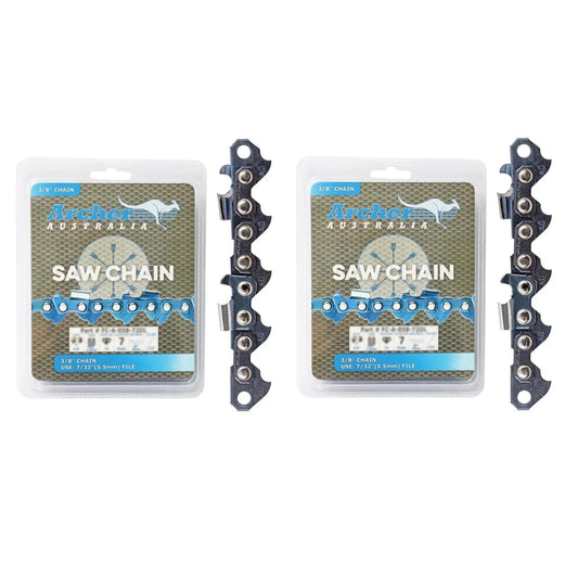 2x Genuine Archer Chainsaw Chain Loop 84DL 3/8 .063 Semi Chisel