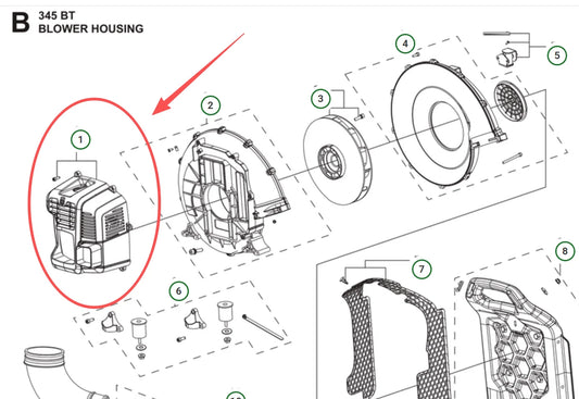 Genuine Husqvarna Cover For 345BT Backpack Leaf Blower 531147166