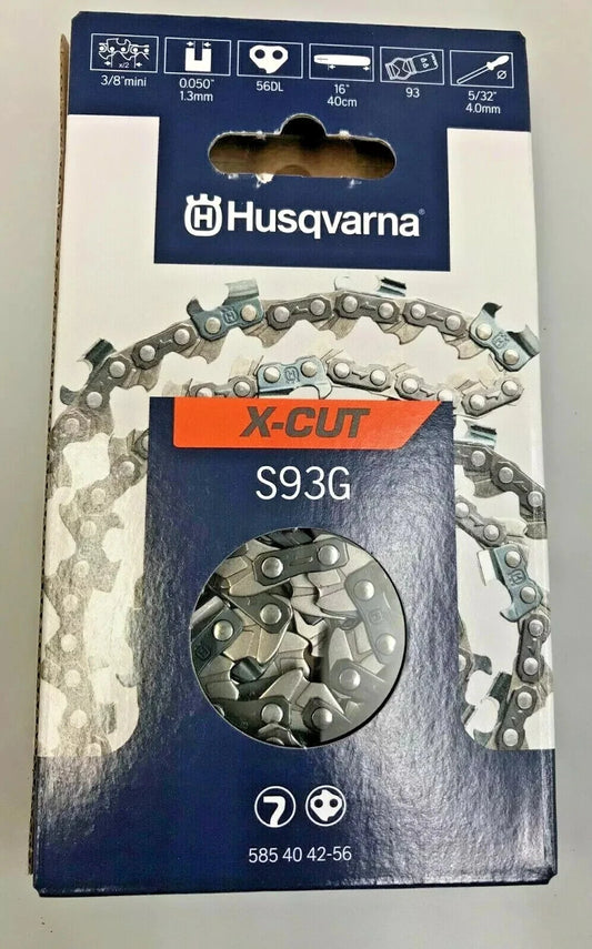 GENUINE HUSQVARNA 16' X-CUT S93G SAW CHAIN 3/8' MINI 1.3mm (56 Links) 585404256