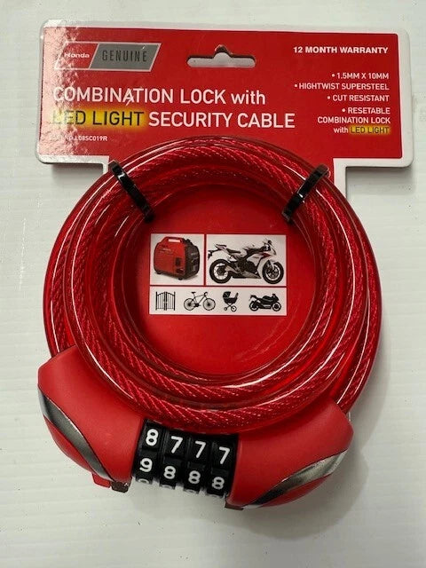 GENIUE Honda combination lock with led light security cable